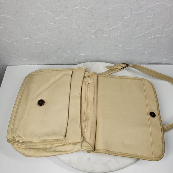 Vintage Fossil Crossbody Bag #75082 Medium Cream Soft Leather Adjustable Strap - Picture 16 of 16
